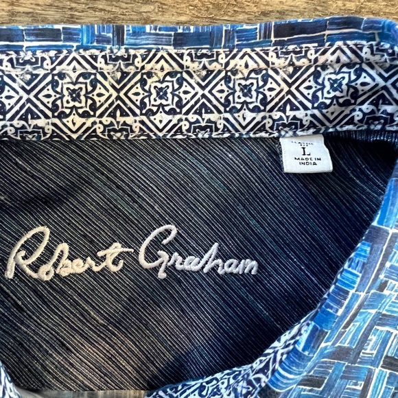 Robert Graham Blue/Black Button Down Shirt L - Picture 3 of 7